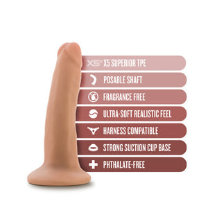 Plus Realistic 5 in. Triple Density Posable Dildo with Suction Cup Beige