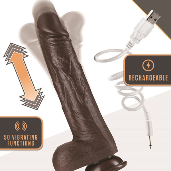 Dr. Murphy 8 in. Thrusting Dildo with Balls Brown