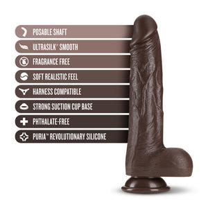 Dr. Murphy 8 in. Thrusting Dildo with Balls Brown