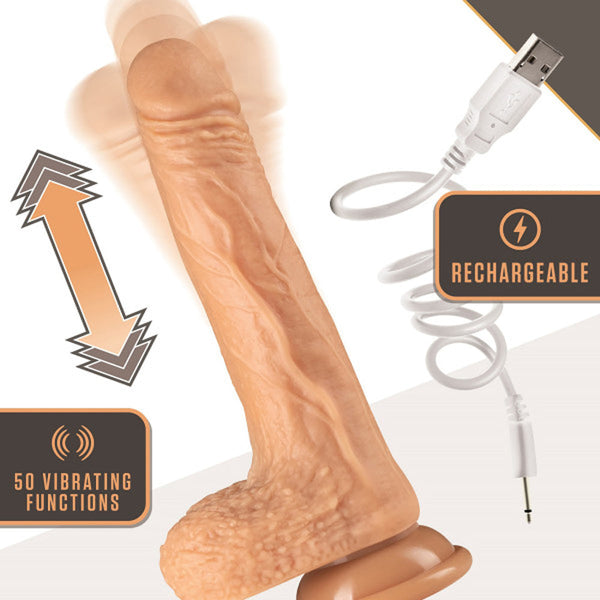 Dr. Grey Remote-Controlled 7 in. Thumping Dildo with Balls Beige