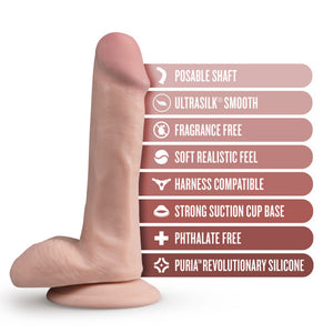 Silicone Dr. Daniel Realistic 6 in. Posable Dildo with Balls & Suction Cup Beige