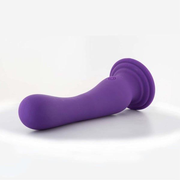 Ibiza Rechargeable Silicone 7.75 in. Vibrating Dildo with Suction Cup Plum