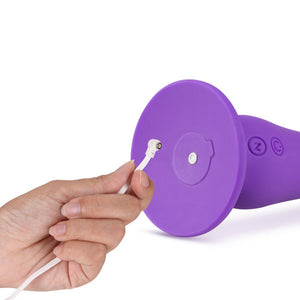 Ibiza Rechargeable Silicone 7.75 in. Vibrating Dildo with Suction Cup Plum