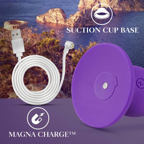 Ibiza Rechargeable Silicone 7.75 in. Vibrating Dildo with Suction Cup Plum