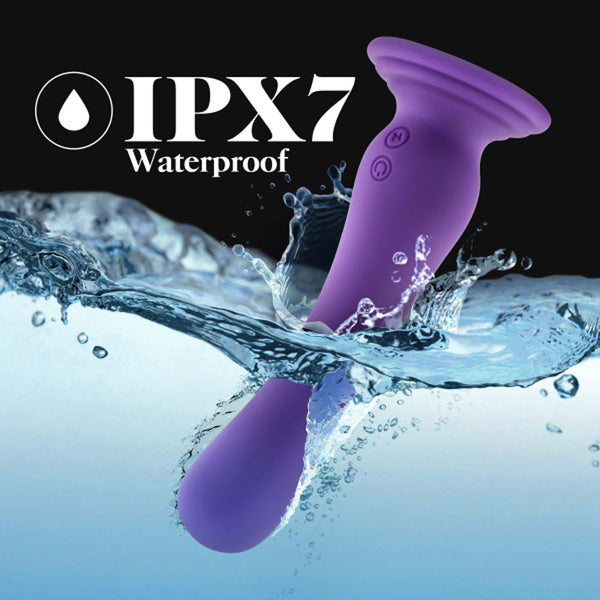 Ibiza Rechargeable Silicone 7.75 in. Vibrating Dildo with Suction Cup Plum