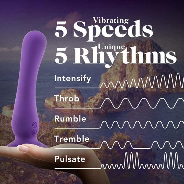 Ibiza Rechargeable Silicone 7.75 in. Vibrating Dildo with Suction Cup Plum