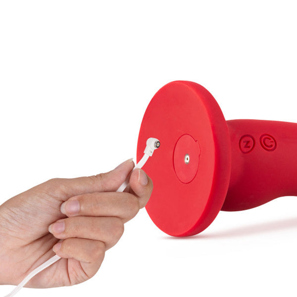 Las Vegas Rechargeable Silicone 8.25 in. Vibrating Dildo with Suction Cup Crimson