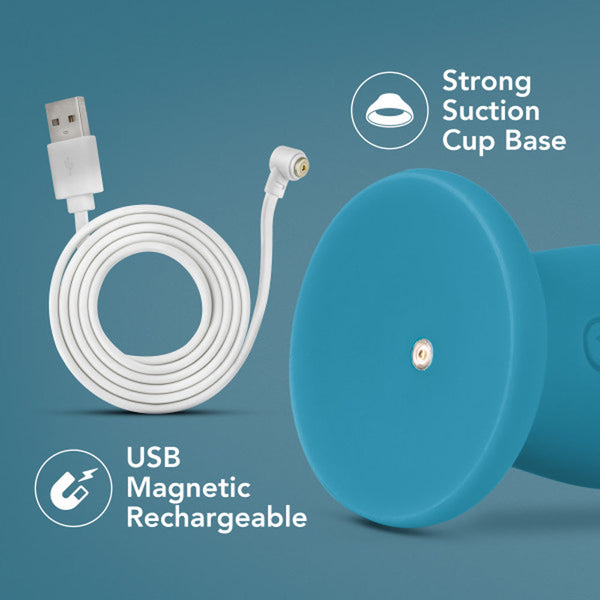 Miami Rechargeable Silicone 6.5 in. Vibrating Dildo with Suction Cup Teal