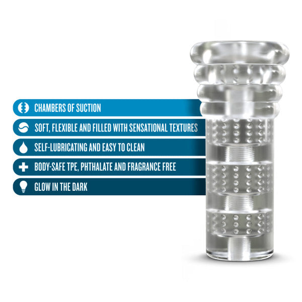 All Nighter Glow in the Dark Textured Stroker Clear