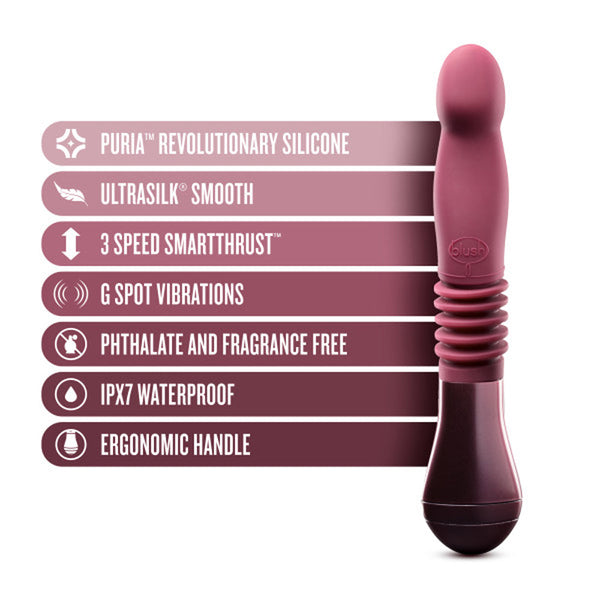 Trixie Rechargeable 10 in. Silicone Thrusting Dildo Wine
