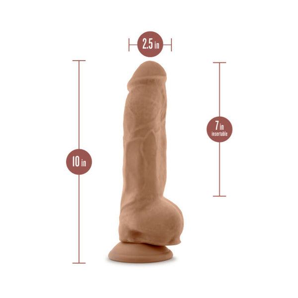 Big Boy 10 in. Posable Dual Density Dildo with Balls & Suction Cup Tan