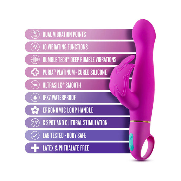 Naughty AF Silicone Dual Stimulation Vibrator Plum