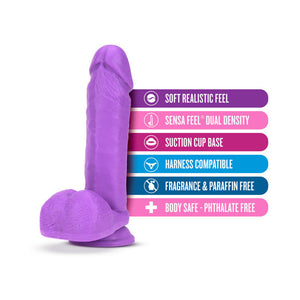 Neo 11 in. Dual Density Dildo with Balls Neon Purple
