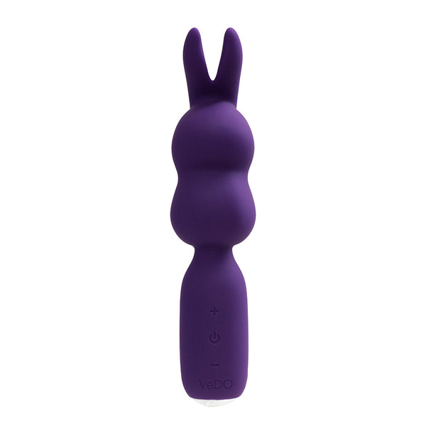 Hopper Bunny Rechargeable Silicone Mini Wand Vibrator Purple