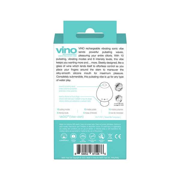 Vino Rechargeable Vibrating Sonic Vibe Turquoise