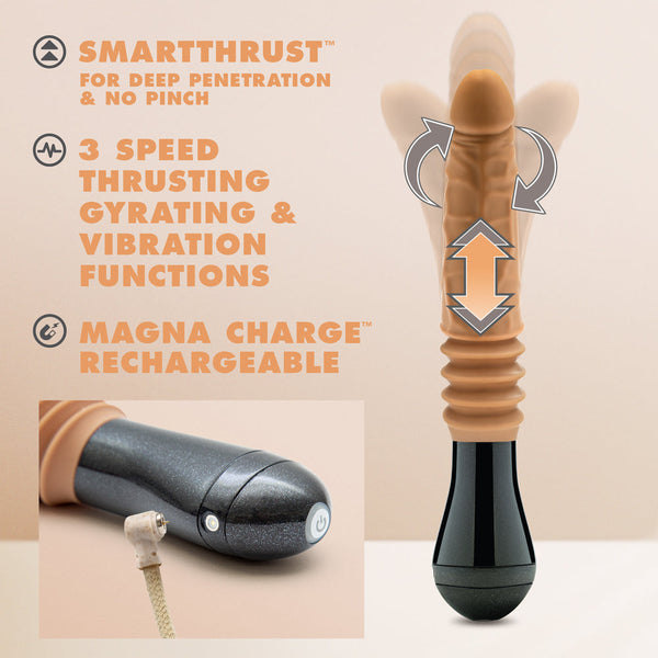 Silicone Dr. Arthur Thrusting Gyrating Vibrating Dildo Tan