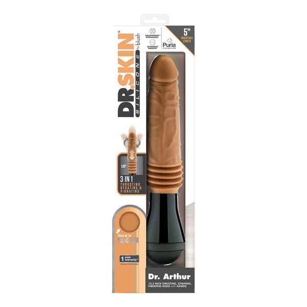 Silicone Dr. Arthur Thrusting Gyrating Vibrating Dildo Tan
