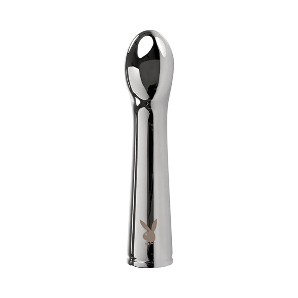 Playboy Swoon Rechargeable Vibrator Aluminum Platinum