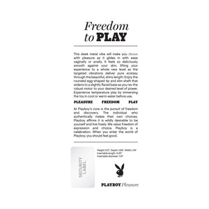 Playboy Swoon Rechargeable Vibrator Aluminum Platinum