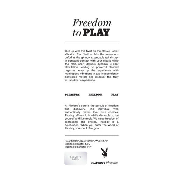 Playboy Curlicue Rechargeable Dual Stim Vibrator Silicone Acai