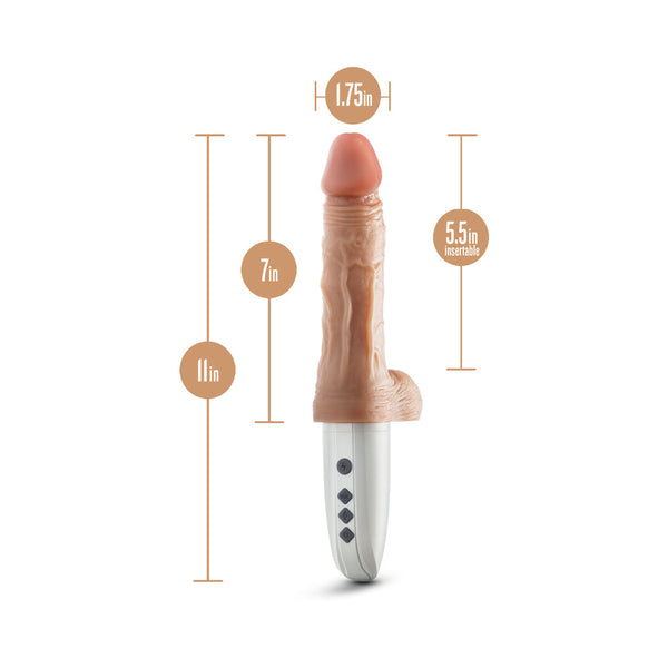 Silicone Dr. Hammer Thrusting Dildo with Handle 7 in. Beige