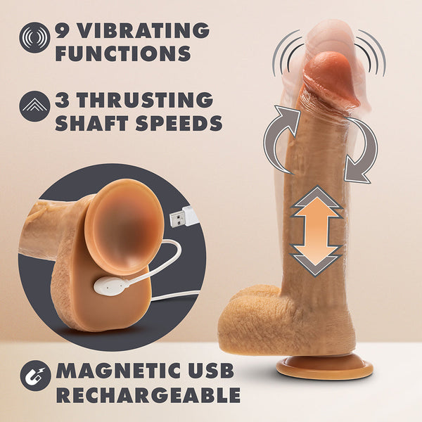 Silicone Dr. Phillips Thrusting Dildo 8.5 in. Tan