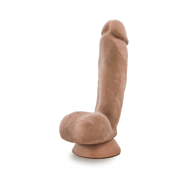 Macho 8.5 in. Posable Dual Density Dildo with Balls Tan