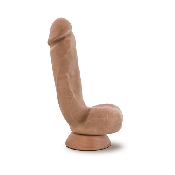Macho 8.5 in. Posable Dual Density Dildo with Balls Tan