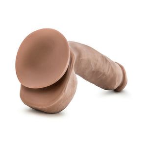 Macho 8.5 in. Posable Dual Density Dildo with Balls Tan