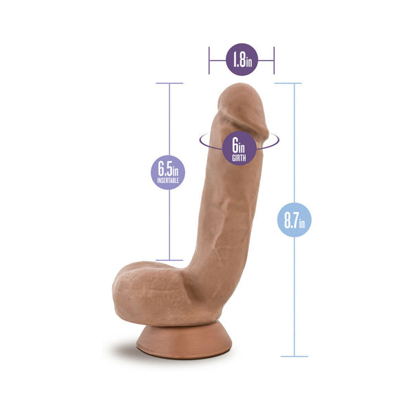Macho 8.5 in. Posable Dual Density Dildo with Balls Tan