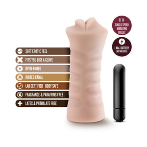 Skye Oral Stroker with Bullet Vibrator Beige