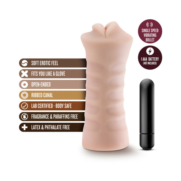 Skye Oral Stroker with Bullet Vibrator Beige