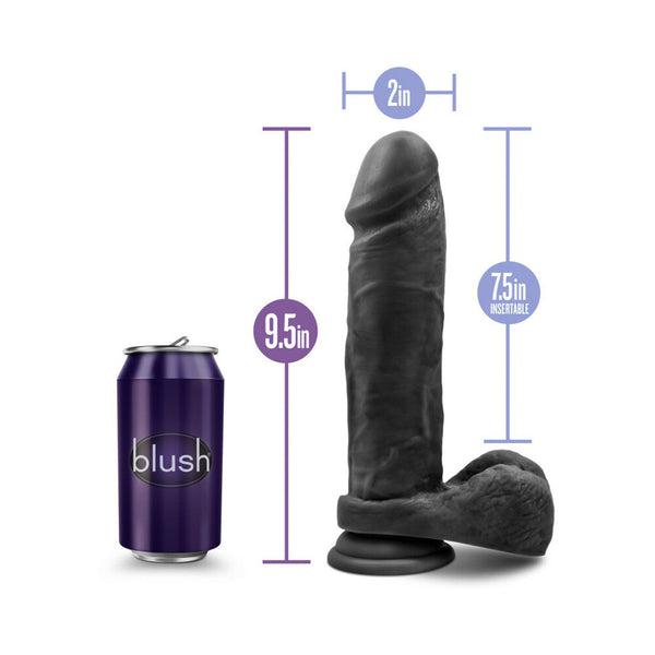 Bold Massive 9 in. Posable Dual Density Dildo with Balls Black