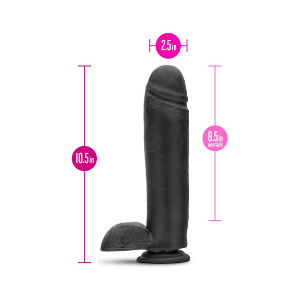 Bold Huge 10.5 in. Posable Dual Density Dildo with Balls Black