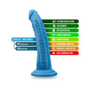 7.5 in. Silicone Dual Density Dildo Neon Blue