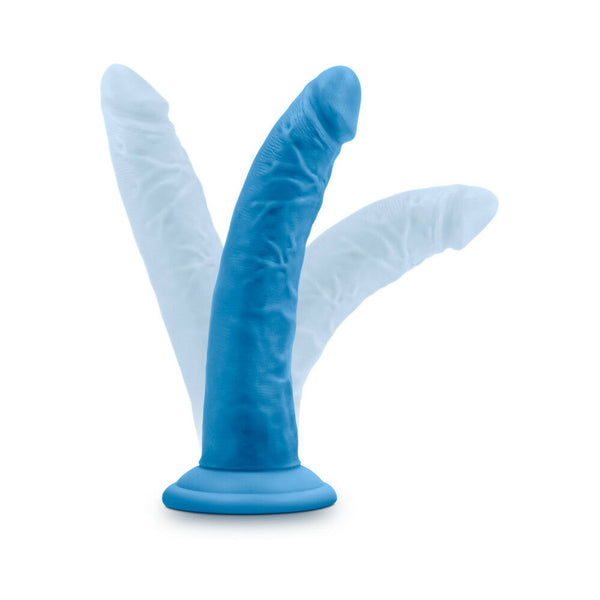 7.5 in. Silicone Dual Density Dildo Neon Blue