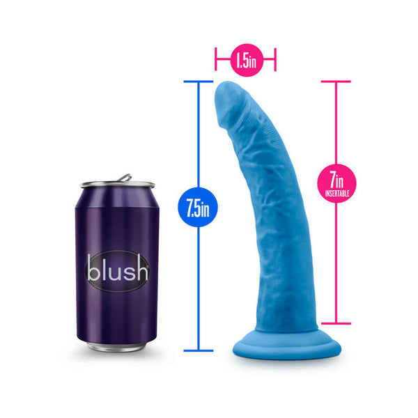 7.5 in. Silicone Dual Density Dildo Neon Blue