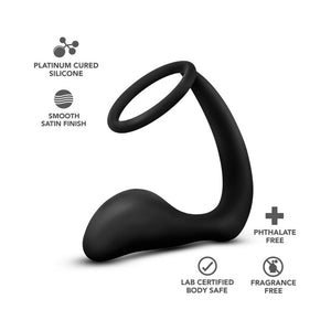 Silicone Cock Ring Plug Black