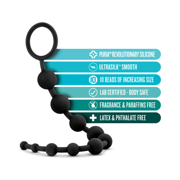 Silicone 10 Anal Beads Black