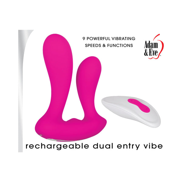 Adam & Eve Rechargeable Remote-Controlled Silicone Dual Entry Vibrator Pink