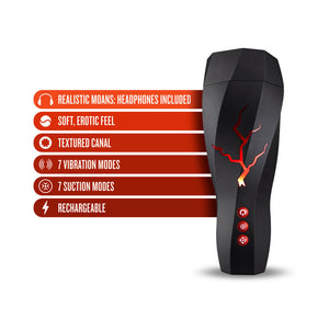 Storm Rechargeable Vibrating Suction Masturbator Black