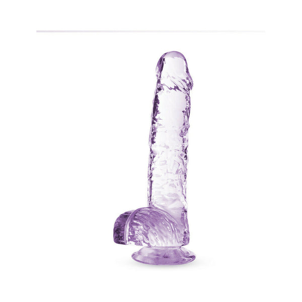 Crystalline 6 in. Dildo with Balls Amethyst
