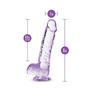 Crystalline 6 in. Dildo with Balls Amethyst