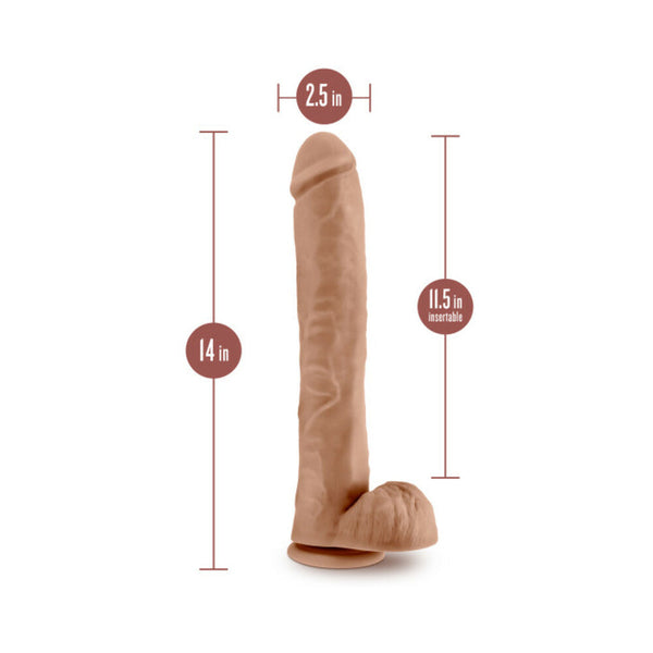 Daddy 14 in. Posable Dual Density Dildo with Balls Tan