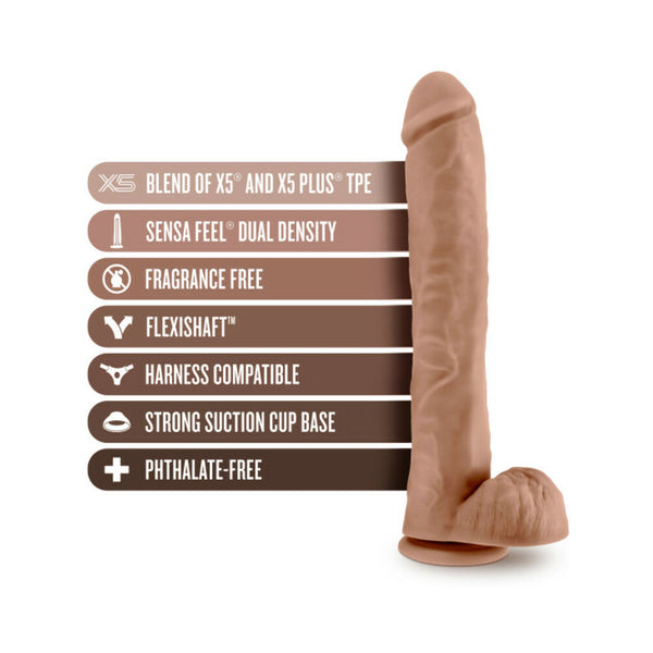 Daddy 14 in. Posable Dual Density Dildo with Balls Tan