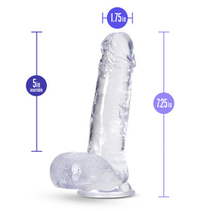 Plus Rock n'' Roll 7 in. Dildo with Balls & Suction Cup Clear