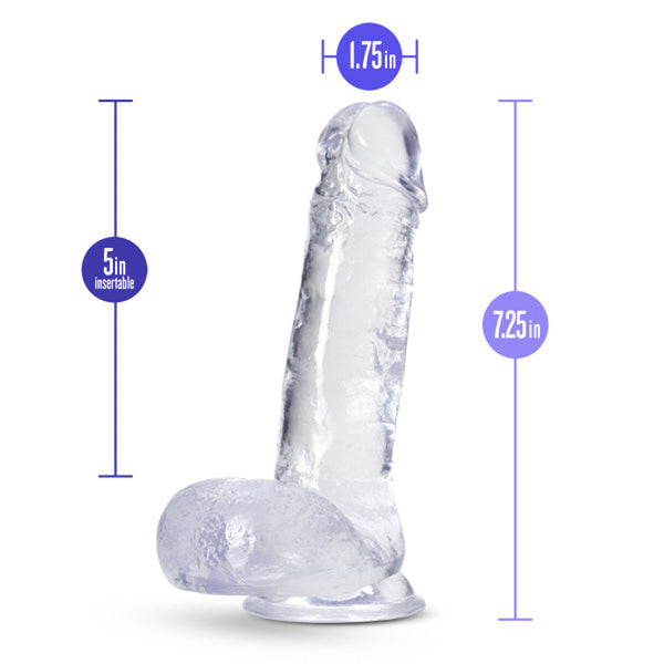 Plus Rock n'' Roll 7 in. Dildo with Balls & Suction Cup Clear