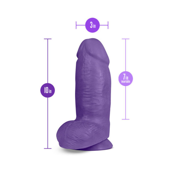 Bold Chub 10 in. Posable Dual Density Dildo with Balls & Suction Cup Purple