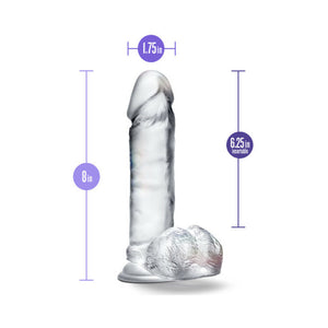 Diamond Glimmer 8 in. Dildo with Balls Clear