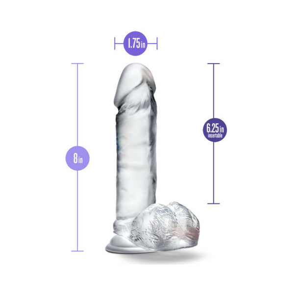 Diamond Glimmer 8 in. Dildo with Balls Clear